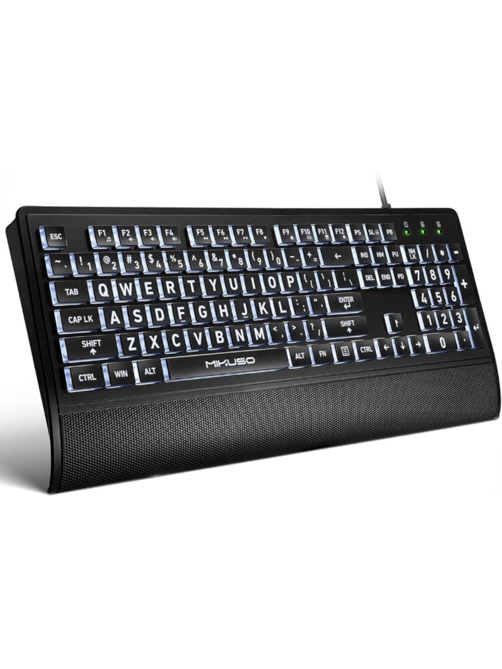 Large Print Backlit USB Keyboard for Seniors | Ergonomic, High Contrast